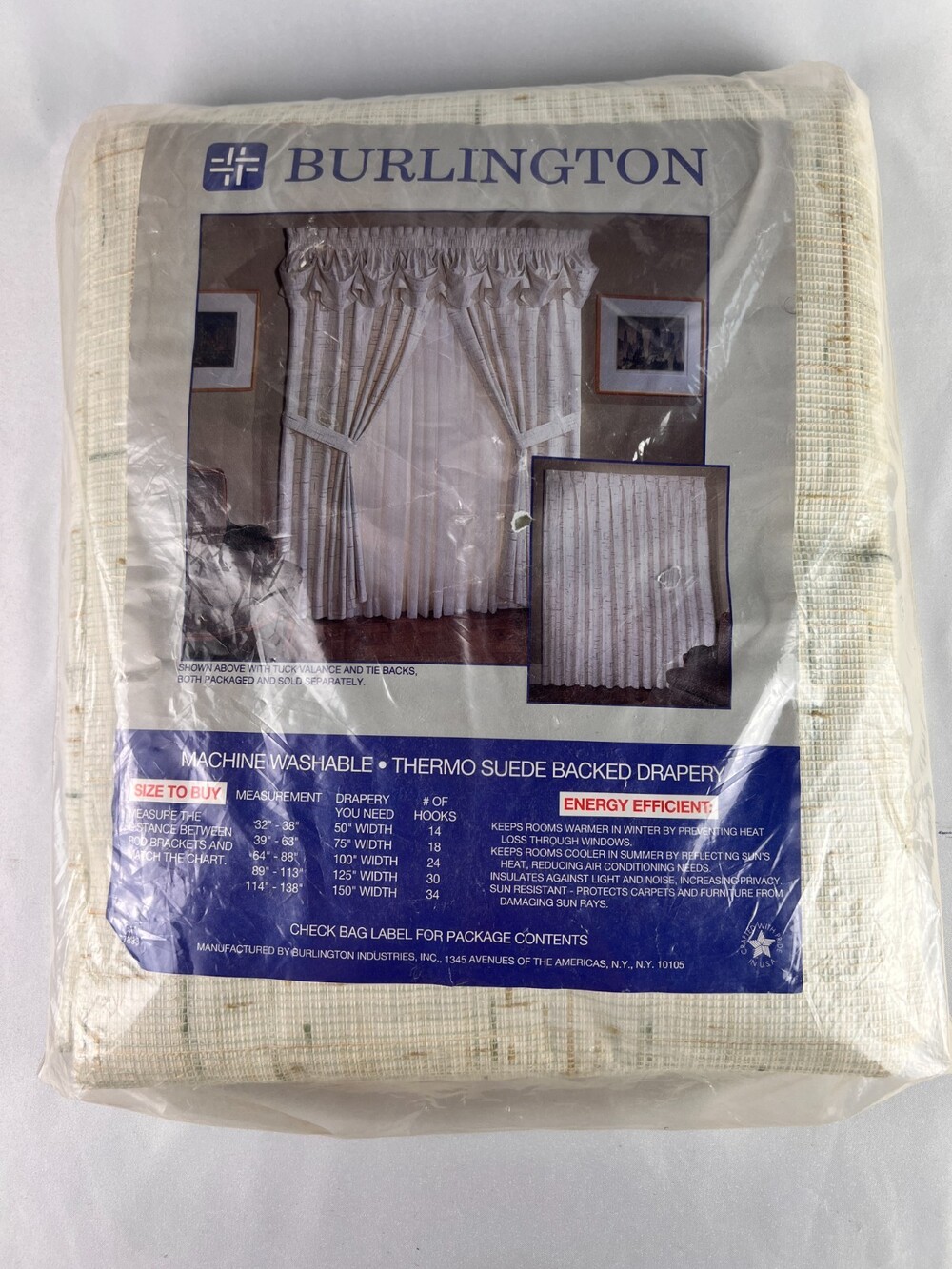 Vintage Burlington Thermo Suede Backed Drapery Curtain Panels Cream 127 X 160 cm